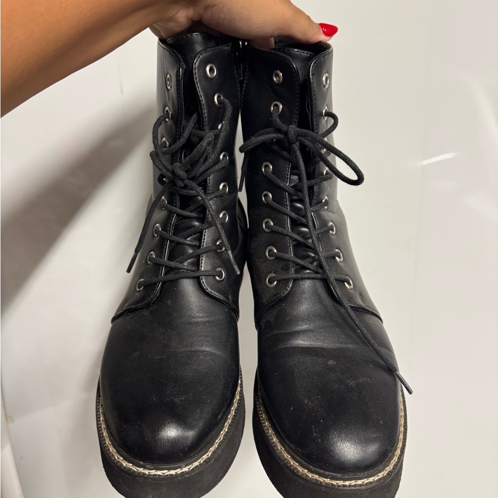 ASOS Black Lace-Up Combat Style Boots